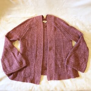 LOFT Pink Bell Sleeve Cardigan Sweater